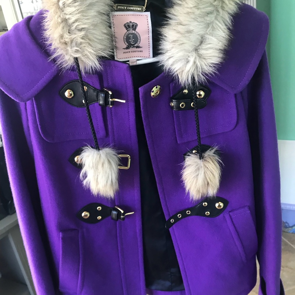 Authentic Juicy Couture fur hooded, lined coat